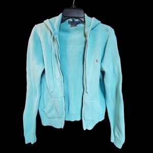 Ralph Lauren zip hoodie sweater mint/turquoise green ladies Sz XL (fit is M/L)
